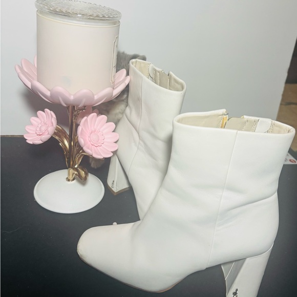 Sam Edelman White Ankle Boots with Chunky Heel - Picture 1 of 5